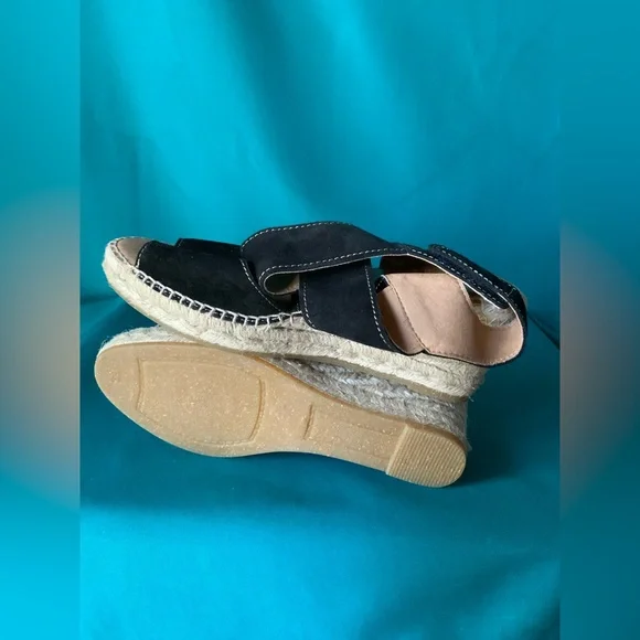 KANNA ANIA Women’s Black Espadrille Wedge Sandals - Picture 2 of 4